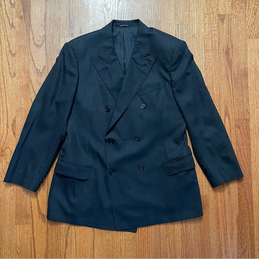 Armani Collezioni double breasted pinstripe wool sports coat blazer size 42 R - Picture 2 of 16